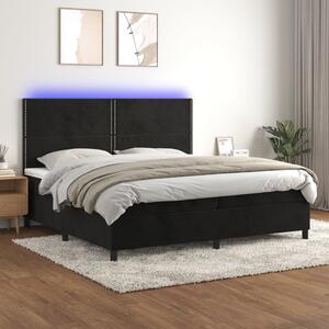 VidaXL Κρεβάτι Boxspring με Στρώμα & LED Μαύρο 200x200 εκ. Βελούδινο