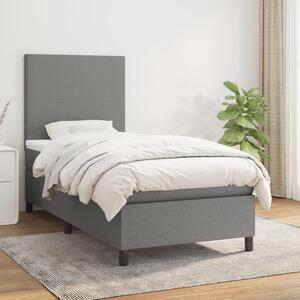 VidaXL Κρεβάτι Boxspring με Στρώμα Σκούρο Γκρι 90x200 εκ. Υφασμάτινο