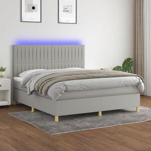 VidaXL Κρεβάτι Boxspring με Στρώμα & LED Αν.Γκρι 180x200εκ. Υφασμάτινο