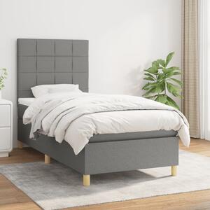 VidaXL Κρεβάτι Boxspring με Στρώμα Σκούρο Γκρι 90x200 εκ. Υφασμάτινο