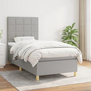 VidaXL Κρεβάτι Boxspring με Στρώμα Ανοιχτό Γκρι 90x190 εκ. Υφασμάτινο