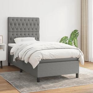 VidaXL Κρεβάτι Boxspring με Στρώμα Σκούρο Γκρι 90x200 εκ. Υφασμάτινο