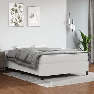 VidaXL Κρεβάτι Boxspring με Στρώμα Λευκό 140x190εκ.από Συνθετικό Δέρμα