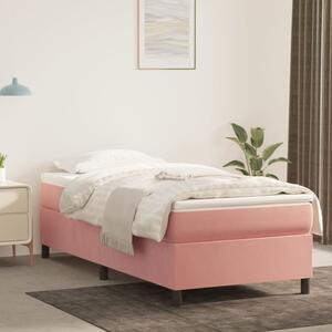 VidaXL Κρεβάτι Boxspring με Στρώμα Ροζ 90x200 εκ. Βελούδινο