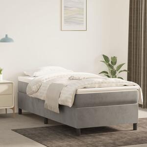 VidaXL Κρεβάτι Boxspring με Στρώμα Ανοιχτό Γκρι 90x200 εκ. Βελούδινο