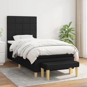 VidaXL Κρεβάτι Boxspring με Στρώμα Μαύρο 90x200 εκ. Υφασμάτινο