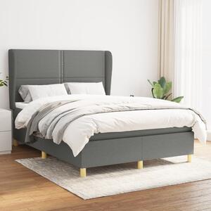 VidaXL Κρεβάτι Boxspring με Στρώμα Σκούρο Γκρι 140x190 εκ. Υφασμάτινο