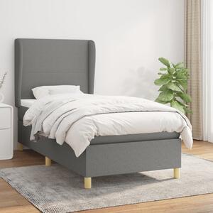 VidaXL Κρεβάτι Boxspring με Στρώμα Σκούρο Γκρι 100x200 εκ. Υφασμάτινο