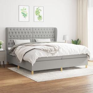 VidaXL Κρεβάτι Boxspring με Στρώμα Ανοιχτό Γκρι 200x200 εκ. Υφασμάτινο