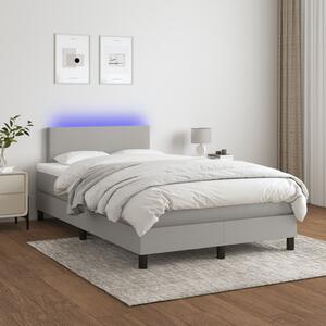 VidaXL Κρεβάτι Boxspring με Στρώμα & LED Αν.Γκρι 120x200 εκ Υφασμάτινο