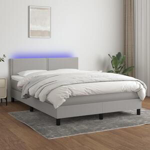 VidaXL Κρεβάτι Boxspring με Στρώμα & LED Αν.Γκρι 140x200 εκ Υφασμάτινο