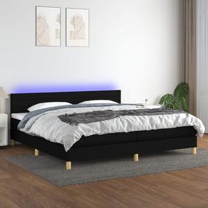 VidaXL Κρεβάτι Boxspring με Στρώμα & LED Μαύρο 200x200 εκ. Υφασμάτινο