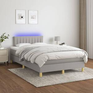 VidaXL Κρεβάτι Boxspring με Στρώμα & LED Αν.Γκρι 120x200 εκ Υφασμάτινο