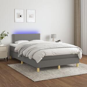 VidaXL Κρεβάτι Boxspring με Στρώμα & LED Σκ.Γκρι 120x200 εκ Υφασμάτινο