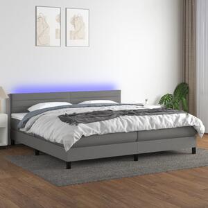 VidaXL Κρεβάτι Boxspring με Στρώμα & LED Σκ.Γκρι 200x200εκ. Υφασμάτινο