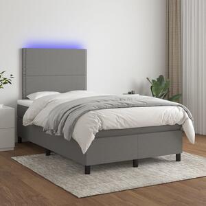 VidaXL Κρεβάτι Boxspring με Στρώμα & LED Σκ.Γκρι 120x200 εκ Υφασμάτινο