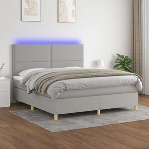 VidaXL Κρεβάτι Boxspring με Στρώμα & LED Αν.Γκρι 180x200εκ. Υφασμάτινο