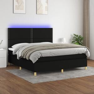 VidaXL Κρεβάτι Boxspring με Στρώμα & LED Μαύρο 160x200 εκ. Υφασμάτινο