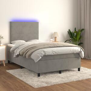 VidaXL Κρεβάτι Boxspring με Στρώμα & LED Αν.Γκρι 120x200 εκ. Βελούδινο