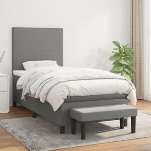 VidaXL Κρεβάτι Boxspring με Στρώμα Σκούρο Γκρι 90x190 εκ. Υφασμάτινο