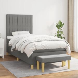 VidaXL Κρεβάτι Boxspring με Στρώμα Σκούρο Γκρι 90x190 εκ. Υφασμάτινο