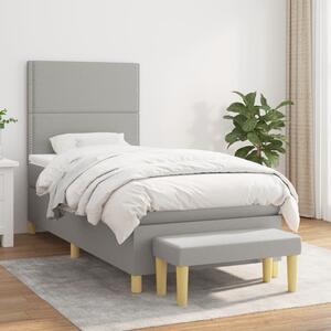 VidaXL Κρεβάτι Boxspring με Στρώμα Ανοιχτό Γκρι 90x200 εκ. Υφασμάτινο