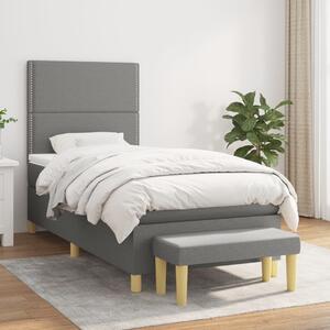 VidaXL Κρεβάτι Boxspring με Στρώμα Σκούρο Γκρι 80x200 εκ. Υφασμάτινο