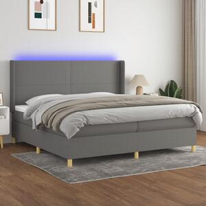 VidaXL Κρεβάτι Boxspring με Στρώμα & LED Σκ.Γκρι 200x200εκ. Υφασμάτινο