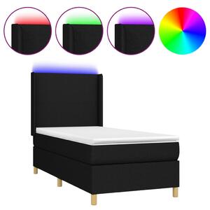 VidaXL Κρεβάτι Boxspring με Στρώμα & LED Μαύρο 90x190 εκ. Υφασμάτινο