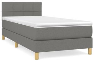 VidaXL Κρεβάτι Boxspring με Στρώμα Σκούρο Γκρι 90x190 εκ. Υφασμάτινο