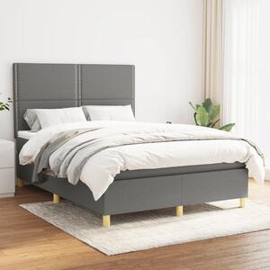 VidaXL Κρεβάτι Boxspring με Στρώμα Σκούρο Γκρι 140x200 εκ Υφασμάτινο