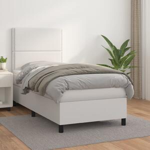 VidaXL Κρεβάτι Boxspring με Στρώμα Λευκό 90x190εκ. από Συνθετικό Δέρμα