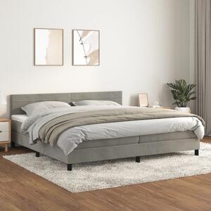 VidaXL Κρεβάτι Boxspring με Στρώμα Ανοιχτό Γκρι 200x200 εκ. Βελούδινο