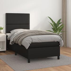 VidaXL Κρεβάτι Boxspring με Στρώμα Μαύρο 90x200εκ. από Συνθετικό Δέρμα