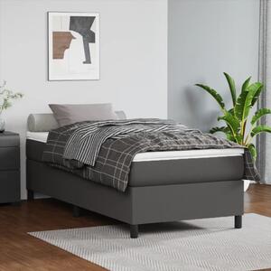 VidaXL Κρεβάτι Boxspring με Στρώμα Γκρι 90x200 εκ. από Συνθετικό Δέρμα