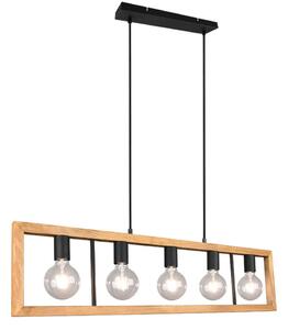 Φωτιστικό Οροφής - Ράγα Agra 313800532 5xE27 10W 100x8,5x150cm Natural-Black Trio Lighting