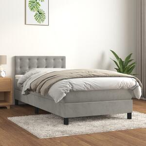 VidaXL Κρεβάτι Boxspring με Στρώμα Ανοιχτό Γκρι 80x200 εκ. Βελούδινο