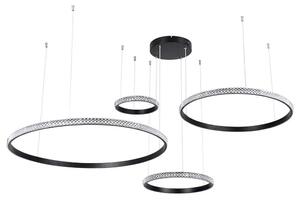 Φωτιστικό Οροφής Diamond Tetra 61148 Led 150W Φ25+40+60+80cm Black GloboStar