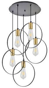 Φωτιστικό Οροφής Hoop 77-8204 5xE27 60W Brass-Black Homelighting