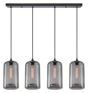 Φωτιστικό Οροφής - Ράγα Feint 77-8784 92x18x300cm 4xE27 60W Black-Smoke Homelighting