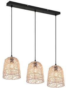 Φωτιστικό Οροφής - Ράγα Lovis R31143036 76x19x150cm 3xE27 40W Black-Natural RL Lighting