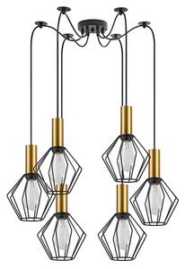 Φωτιστικό Οροφής Adept Tube 77-8618 65x65x300cm 6xE27 60W Black-Gold Homelighting