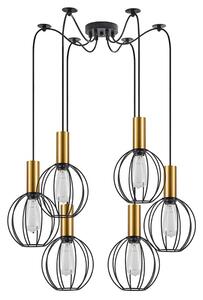 Φωτιστικό Οροφής Adept Tube 77-8625 55x55x300cm 6xE27 60W Black-Gold Homelighting