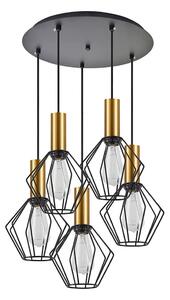 Φωτιστικό Οροφής Adept Tube 77-8622 42x42x300cm 5xE27 60W Black-Gold Homelighting