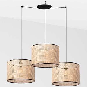 Φωτιστικό Οροφής Mambo 64314-49-3L Φ45x31,3cm 3xE27 15W Black-Natural Faro Barcelona