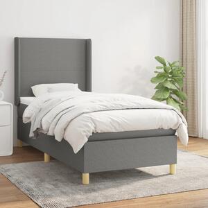 VidaXL Κρεβάτι Boxspring με Στρώμα Σκούρο Γκρι 90x190 εκ. Υφασμάτινο