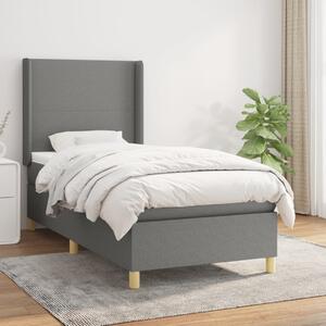 VidaXL Κρεβάτι Boxspring με Στρώμα Σκούρο Γκρι 100x200 εκ. Υφασμάτινο