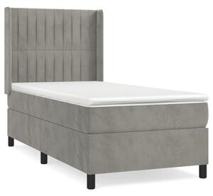 VidaXL Κρεβάτι Boxspring με Στρώμα Ανοιχτό Γκρι 100x200 εκ. Βελούδινο