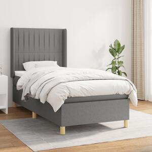 VidaXL Κρεβάτι Boxspring με Στρώμα Σκούρο Γκρι 90x190 εκ. Υφασμάτινο