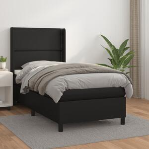 VidaXL Κρεβάτι Boxspring με Στρώμα Μαύρο 90x190εκ. από Συνθετικό Δέρμα